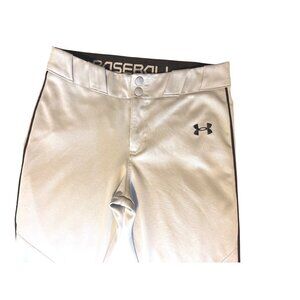 Under Armour Sz YL Baseball Pants Gray W/ Black Piping Polyester Sports Youth
